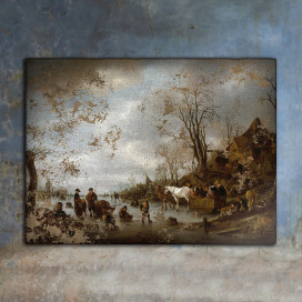 Ice scene near an inn - Isaac van Ostade