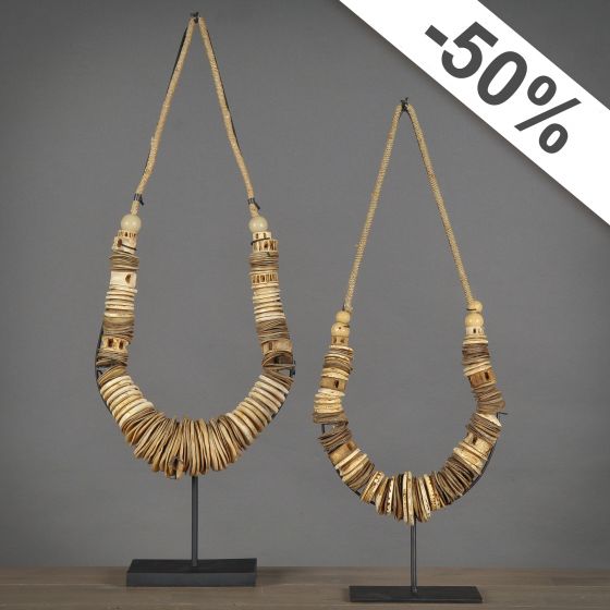 Set of 2 White Shell Coin Necklace