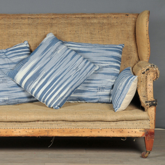 Housse de Coussin Carré - Ikat Bleu
